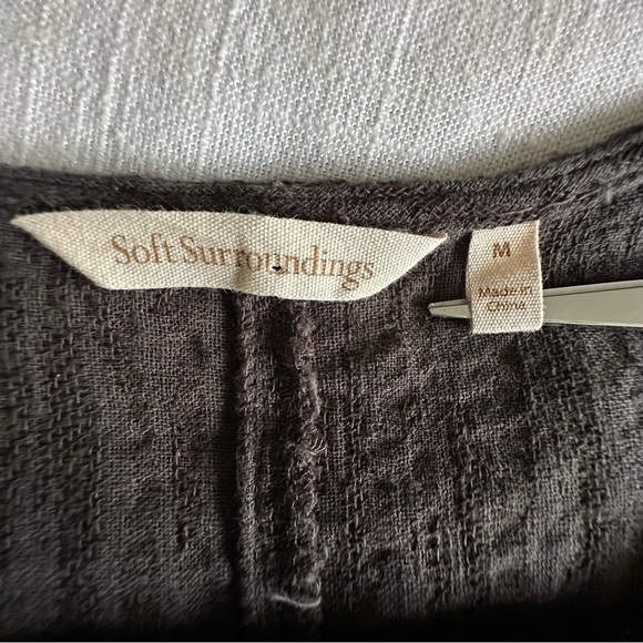Soft Surroundings Ellis Tunic Womens M Charcoal Button Front Textured Lagenlook - Picture 6 of 9